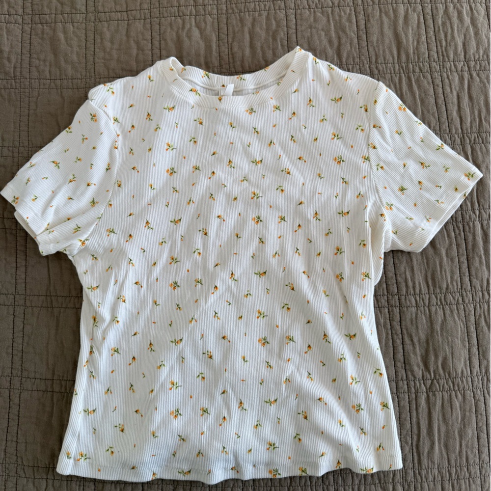 SKIMS White Floral Short Sleeve Tee